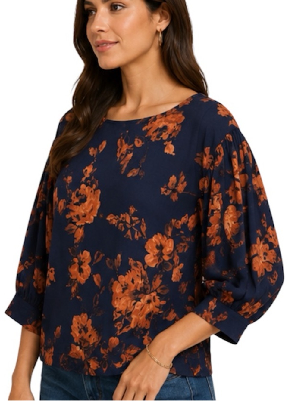 Odille Anthropologie Floral Puff Sleeve Poet Blouse size 6 NWT